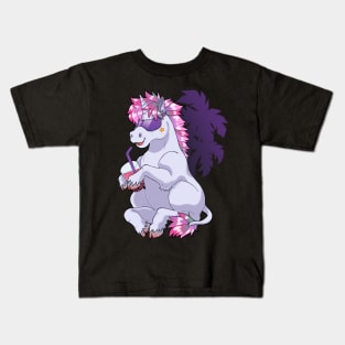 Funky Unicorn with boba tea Kids T-Shirt